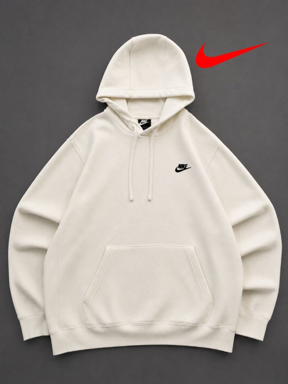 Nike Sportswear Club Fleece Pullover Hoodie White Men's XL Embroidered Swoosh